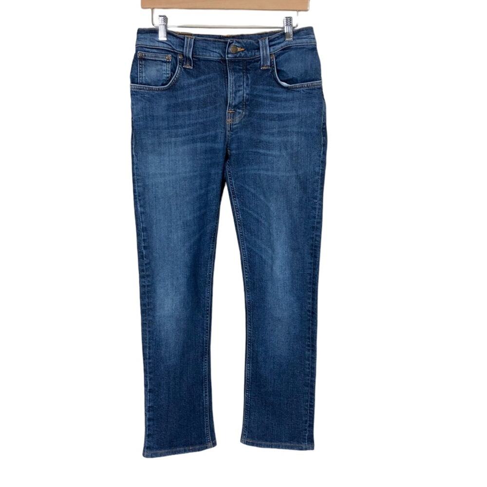 Nudie Jeans Button Fly Medium Wash Mid Rise Skinny Jean Capris Size 30X34